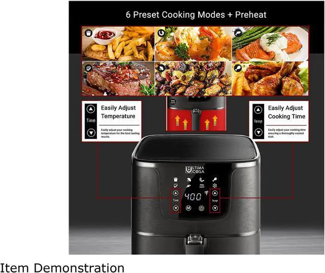 Alt view image 7 of 8 - Ultima Cosa TXG-S5T1 BLACK Presto Luxe Plus Air Fryer 5L