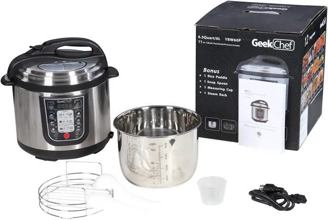Alt view image 10 of 10 - GeekChef 11-in-1 Multi-Functional Pressure Cooker, 6.3 Qt. / 1000W, Stainless Steel Cooking Pot