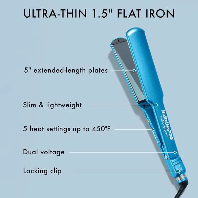 Alt view image 4 of 10 - BaBylissPRO Nano Titanium 1½" Digital Ultra-Thin Flat Iron, BNT4173T