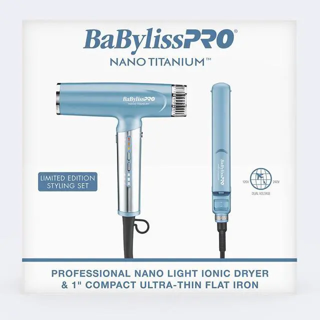 Alt view image 2 of 8 - BaBylissPRO BNTPP79 Nano Titanium™ Limited Edition Professional Nano Light Dryer & 1" Compact Ultra-Thin Flat Iron Prepack