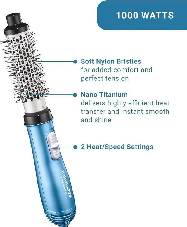 Alt view image 4 of 7 - BaBylissPRO Nano Titanium™ 1.25" Soft-Bristle Hot Air Brush for hair styling, BNT21000
