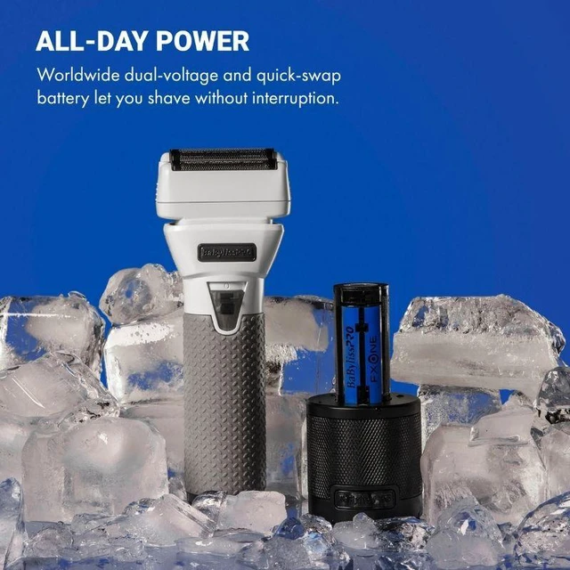 Alt view image 4 of 7 - BaBylissPRO Limited Edition FXONE All-Metal Interchangeable Battery Double-Foil Shaver FrostByte, FX79FSTW