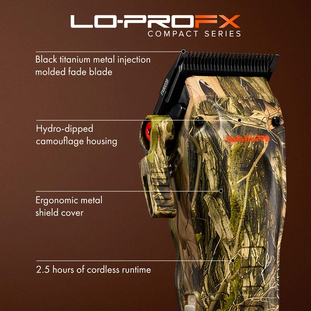 Alt view image 6 of 9 - BaBylissPRO Limited Edition Camo Collection LO-PROFX Compact Clipper, FX82CAM