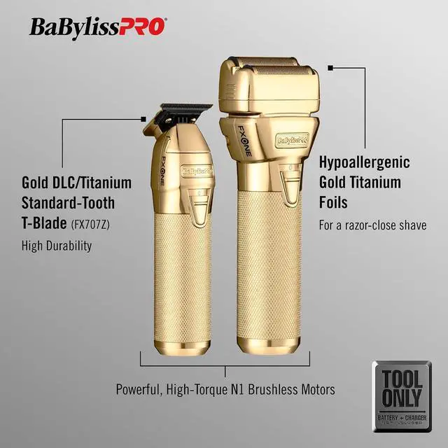 Alt view image 7 of 7 - BaBylissPRO FXONE GoldFX Trimmer & Foil Shaver Prepack (Tool Only) FX1FSTGTO