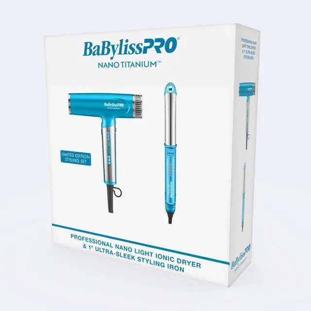 Alt view image 2 of 8 - BaBylissPRO Nano Titanium™ Nano Light Ionic Dryer & 1" Ultra-Sleek Styling Iron Prepack, BNTPP94
