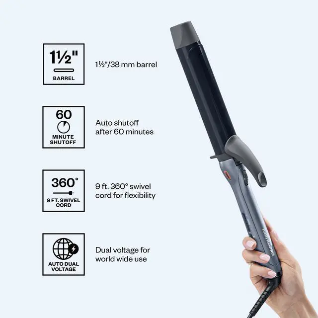 Alt view image 9 of 12 - BaBylissPRO The PrecisionGrip™ 1½" Curling Iron, BNTSC150
