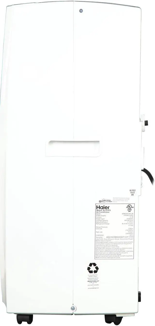 Alt view image 5 of 7 - Haier HPB8CMLWGB-17 8,000 Cooling Capacity (BTU) Portable Air Conditioner