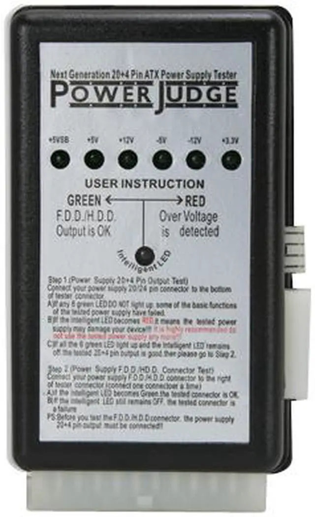 Alt view image 2 of 4 - Rosewill RPST-24-A-01 20/24 Pin Power Supply Tester - OEM