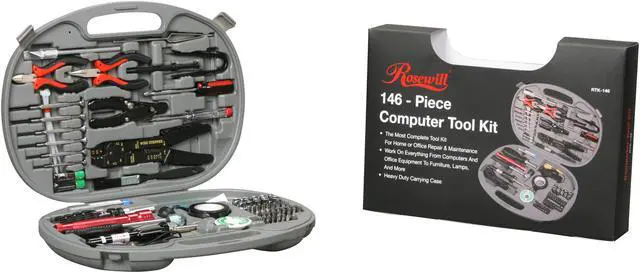 Alt view image 3 of 3 - Rosewill 146-Piece Computer Tool Kit for Network & PC Repairs, Wire Stripper, Soldering Iron, Flashlight, ESD Strap, Nose Pliers,  Phillips Screwdriver, Hex Bits, Torq Bits, Star Bits - RTK-146