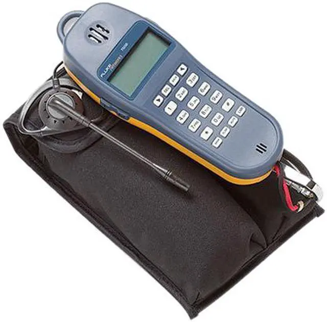 Alt view image 2 of 2 - Fluke Networks 25501109 TS25D Telephone Test Set with Angled Bed-of-Nails Clips, Earpiece, 6-Wire In-line Modular Adapter, and Pouch
