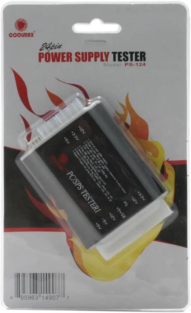 Alt view image 5 of 5 - CoolMax PS-124 Deluxe 20+4pin ATX Power Supply Tester w/ SATA Testing Capabilities (20pin / 24pin)
