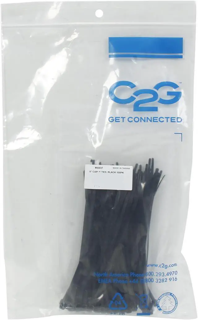 Alt view image 3 of 3 - C2G/Cables To Go 43037 Cable Ties - 100 Pack (Black)