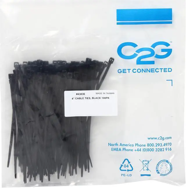 Alt view image 2 of 2 - C2G/Cables To Go 43036 4-Inch Cable Ties - 100 Pack (Black)
