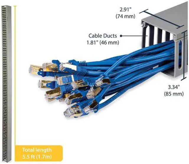 Alt view image 2 of 6 - StarTech AD3X3 3x3in Open Slot Wiring Cable Raceway Duct with Cover Lid