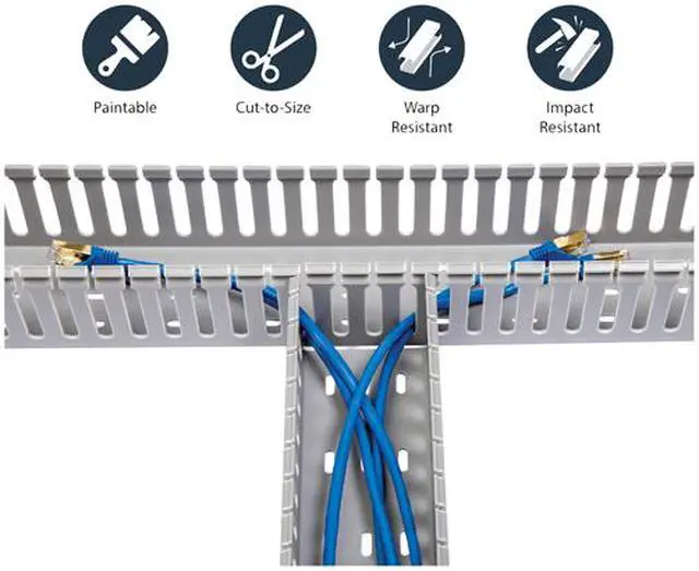 Alt view image 3 of 6 - StarTech AD3X3 3x3in Open Slot Wiring Cable Raceway Duct with Cover Lid