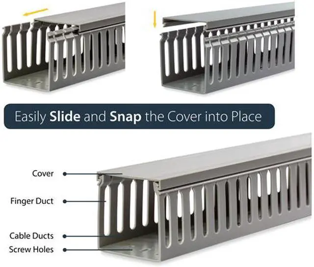 Alt view image 4 of 6 - StarTech AD3X3 3x3in Open Slot Wiring Cable Raceway Duct with Cover Lid