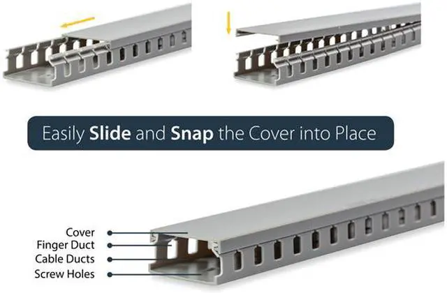 Alt view image 4 of 5 - StarTech.com AD105X1 2inx1in Open Slot Wiring Cable Raceway Duct with Cover, Gray - 5.6 ft.