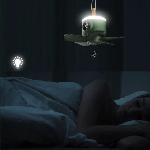 Alt view image 4 of 6 - 8000mAh USB Rechargeable Remote Control Timing Camping Fan 4 Gears Tent Ceiling Fan with LED Lamp for Home Outdoor Bed