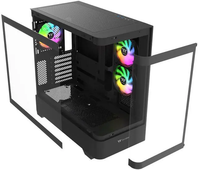 Alt view image 2 of 12 - Thermaltake View 290; Mid Tower; 3x120mm ARGB Lite Fans Included; 360mm Radiator Support; 450mm GPU Clearance; Hidden Connector Support; Rotatable PCIe Slots; 200mm PSU Clearance; Black; CA-11G-00M1WN-00