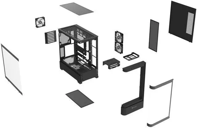 Alt view image 9 of 12 - Thermaltake View 290; Mid Tower; 3x120mm ARGB Lite Fans Included; 360mm Radiator Support; 450mm GPU Clearance; Hidden Connector Support; Rotatable PCIe Slots; 200mm PSU Clearance; Black; CA-11G-00M1WN-00