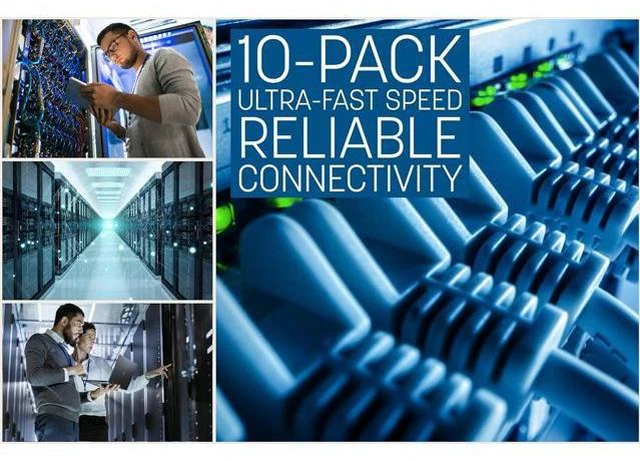 Alt view image 2 of 6 - Intellinet Cat6 U/UTP Slim Network Patch Cable, 0.5 ft., Blue, 10-Pack, 10G, 250 MHz, 100% Copper, 30 AWG, RJ45, Stranded, Snag-free, Gold-plated Contacts