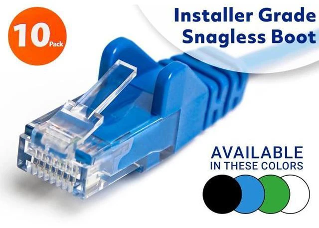 Alt view image 4 of 6 - Intellinet Cat6 U/UTP Slim Network Patch Cable, 0.5 ft., Blue, 10-Pack, 10G, 250 MHz, 100% Copper, 30 AWG, RJ45, Stranded, Snag-free, Gold-plated Contacts