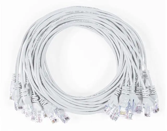 Alt view image 6 of 6 - Intellinet Cat6 U/UTP Slim Network Patch Cable, 5 ft., White, 10-Pack, 10G, 250 MHz, 100% Copper, 30 AWG, RJ45, Stranded, Snag-free, Gold-plated Contacts