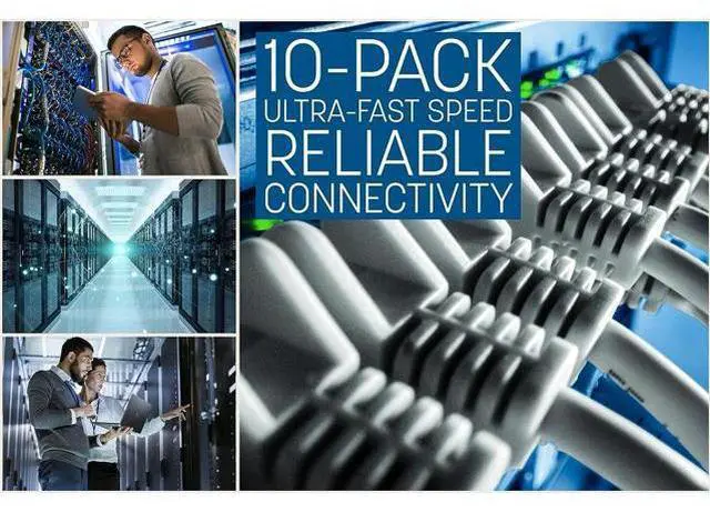 Alt view image 2 of 5 - Intellinet Cat6 U/UTP Slim Network Patch Cable, 1.5 ft., White, 10-Pack, 10G, 250 MHz, 100% Copper, 30 AWG, RJ45, Stranded, Snag-free, Gold-plated Contacts