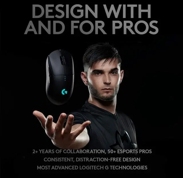 Alt view image 2 of 8 - Logitech - G PRO Lightweight Wireless Optical Ambidextrous Gaming Mouse with RGB Lighting - Black