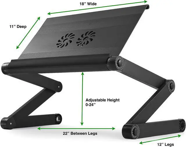 Alt view image 3 of 7 - WorkEZ Executive Laptop Cooling Stand Adjustable Laptop Desk for Bed foldable laptop stand with FAN USB Ports computer lap desk for laptop holder for bed laptop table ergonomic laptop stand for bed