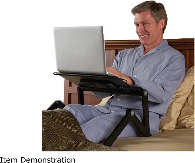 Alt view image 6 of 7 - WorkEZ Executive Laptop Cooling Stand Adjustable Laptop Desk for Bed foldable laptop stand with FAN USB Ports computer lap desk for laptop holder for bed laptop table ergonomic laptop stand for bed