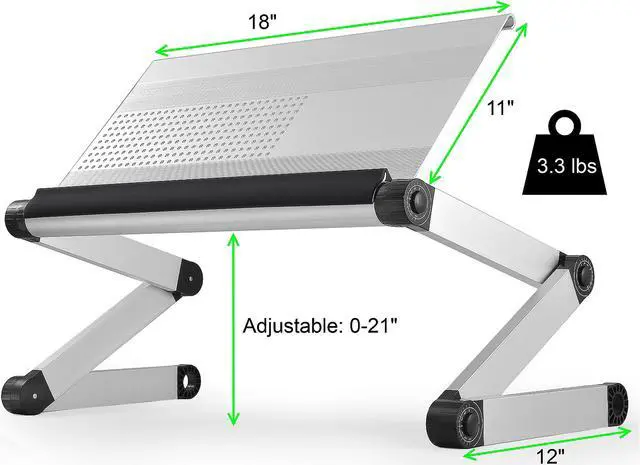Alt view image 2 of 7 - WorkEZ Executive Laptop Stand for Desk Adjustable Height computer lap desk for laptop aluminum laptop cooling stand adjustable laptop desk for bed portable laptop stand ergonomic laptop holder desk
