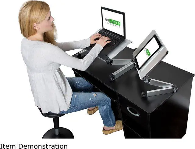 Alt view image 6 of 7 - WorkEZ Executive Laptop Stand for Desk Adjustable Height computer lap desk for laptop aluminum laptop cooling stand adjustable laptop desk for bed portable laptop stand ergonomic laptop holder desk