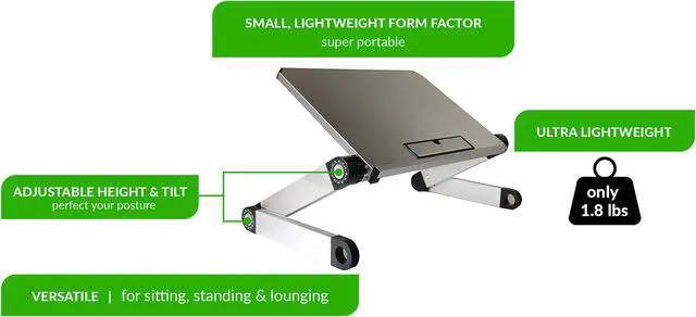 Alt view image 4 of 7 - WorkEZ Light Adjustable Laptop Stand – Lightweight Adjustable Lap Desk for Laptop Desk Ergonomic Laptop Riser For Desk Laptop Stand for Bed Portable Laptop Desk Foldable laptop stand for couch