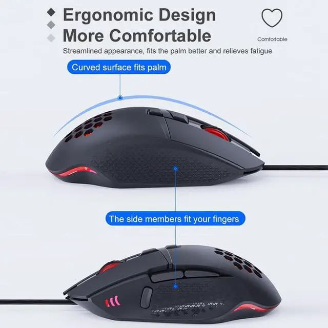 Alt view image 3 of 7 - Wired Gaming Mouse Computer Ergonomic Mouse 8 Button 7200DPI USB Gamer Mause With Backlight Optical Silent Mice For Laptop PC