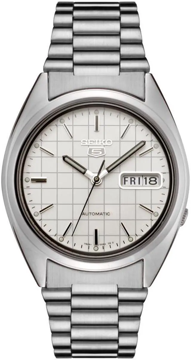 Alt view image 2 of 7 - Men's Seiko 5 Automatic White Grid Dial Stainless Steel