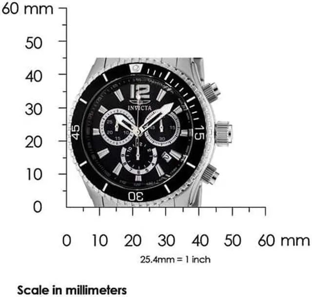 Alt view image 2 of 12 - Invicta 0621 Men's Stainless Steel Black Dial Chronograph