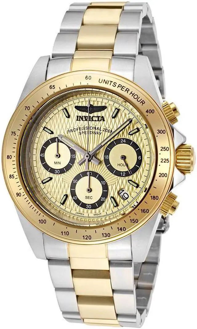Main image of Invicta Men's Speedway Chronograph Gold Tone Textured Dial Stainless Steel & 18K