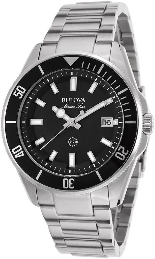 Alt view image 2 of 12 - Bulova 98B203 Marine Star Silver-Tone Steel Black Dial Men's Watch