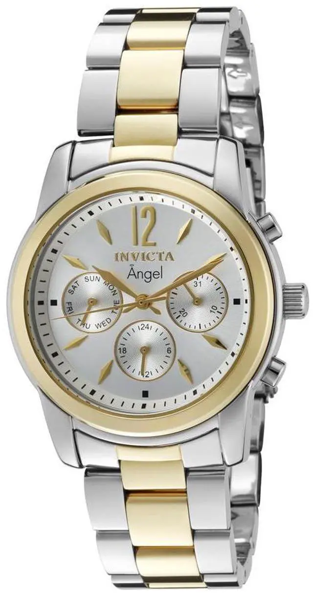 Alt view image 4 of 9 - Women's Angel Silver Dial 18k Gold Plated & Stainless Steel