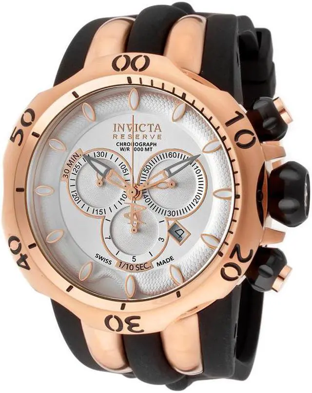 Alt view image 5 of 18 - Invicta 10832 Men's Reserve Venom Rose Gold Tone Silver Dial Rubber Strap Chrono