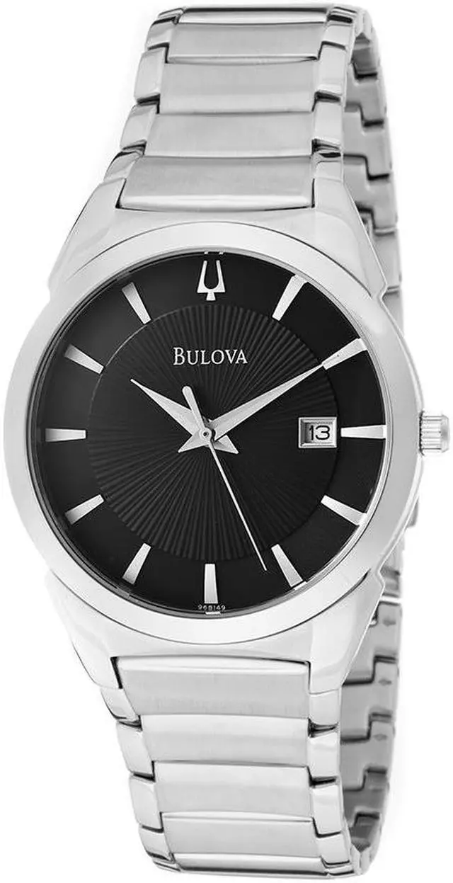 Alt view image 11 of 20 - Bulova Steel Bracelet Date Window Black Dial Men's watch #96B149