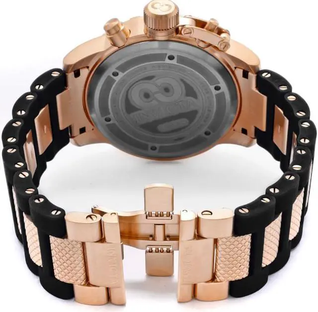 Alt view image 2 of 8 - Invicta 10620 Men's Corduba Chronograph Silver-Tone Textured Dial Black Polyurethane And 18K Rose Gold Plated Ss Watch