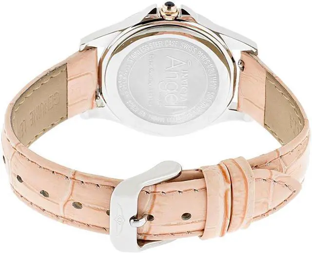 Alt view image 2 of 14 - Invicta 12544 Women's Diamond Angel Pink Genuine Leather White And White Mop Dial Ss Watch