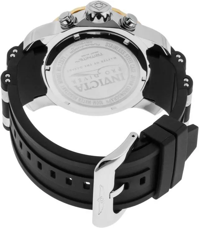 Alt view image 2 of 14 - Invicta 22971 Men's Pro Diver Chronograph Black Silicone Blue Dial Two-Tone Bezel Watch