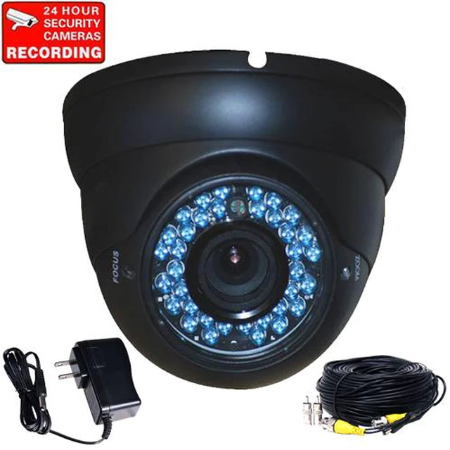Main image of VideoSecu Vandal Proof Outdoor Indoor Dome IR Day Night Security Camera 4 - 9mm Vari-focal Built-in 1/3 inch CCD 480 TV Lines High Resolution 36 LEDs with Power Supply and Cable Af7