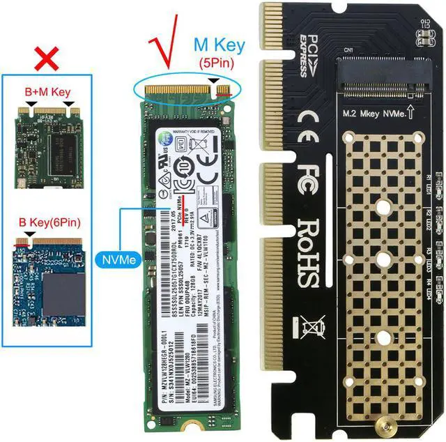 Alt view image 5 of 7 - PCIe M.2 NGFF NVMe AHCI SSD to PCIE 4x 8x 16x Adapter Card for M Key 2230 2242 2260 2280 mm Size PCIe M.2 SSD Full Speed like Samsung XP941, SM951(NVMe), 950, PM961, 960EVO, SM961, PM951, 960EVO.