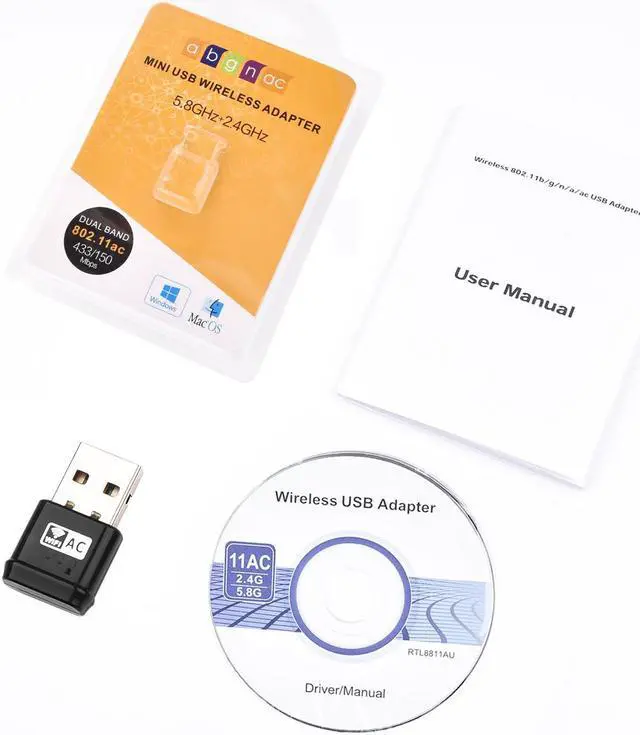 Alt view image 5 of 5 - USB Wifi Adapter AC600 USB Wireless Adapter 2.4GHz/5GHz  with inbuilt Antenna for Windows XP/Vista/7/8/8.1/10 MAC OS X 10.9-10.11
