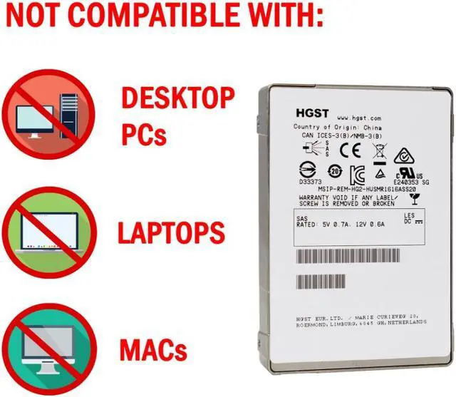 Alt view image 2 of 4 - HGST Ultrastar SSD1600MR HUSMR1616ASS200 2.5" 1.6TB SAS 12Gb/s MLC Enterprise Solid State Drive
