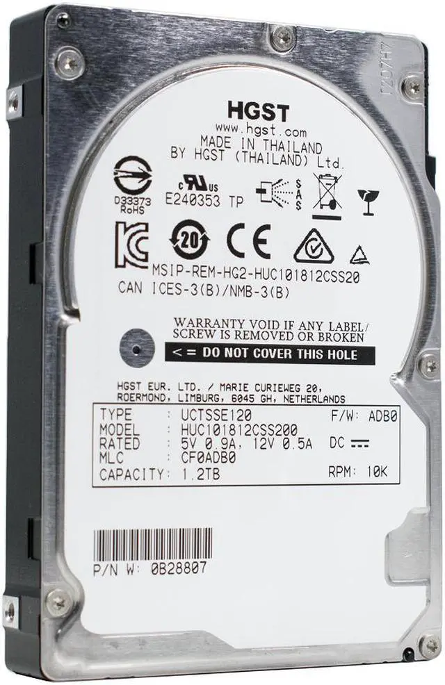 Main image of HGST 1.2TB 10k RPM 512n SAS 12Gb/s 2.5-Inch 128MB Cache Enterprise Hard Disk Drive HUC101812CSS200